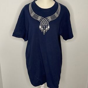 Gildan Heavy cotton southwestern T-shirt. long embellished w/ bling. Size Large.